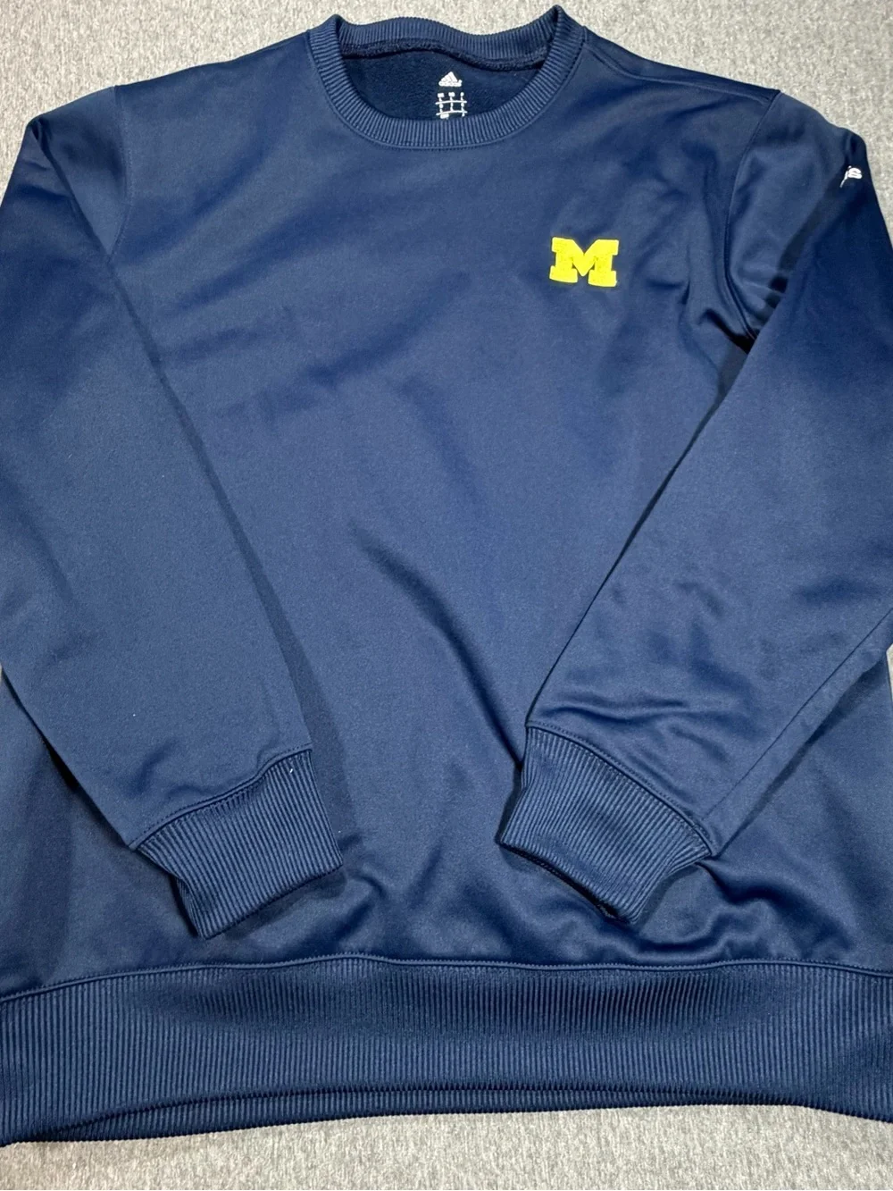 University of Michigan Adidas Navy Crewneck Wolverines Mens L Sweatshirt